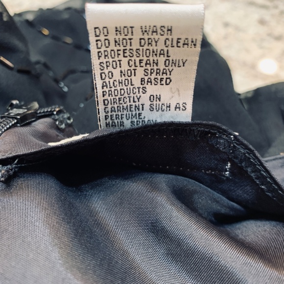 Vintage Rampage Silk Black Maxi Dress Size 7 Sequins Beads 90's Whimsy Goth Prom - Picture 14 of 14